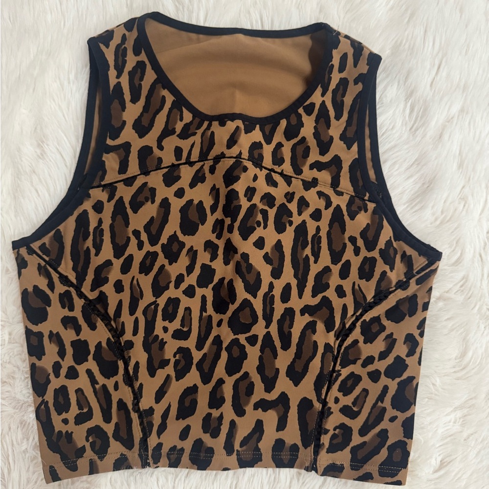 MICHI Leopard Print Sports Bra - Brown & Black